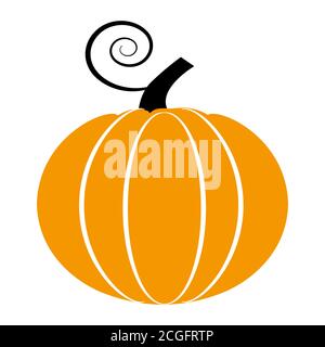 Pumpkin flat single icon. Halloween symbol of fear and danger. Black spooky decorative element. Vector illustration isolated on white background Stock Vector