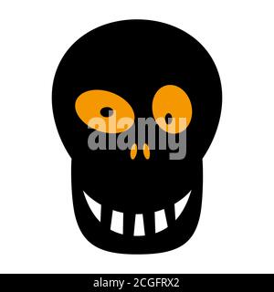 Skull flat single icon. Halloween skeleton head symbol of fear and danger. Black spooky decorative element. Vector illustration isolated on white Stock Vector