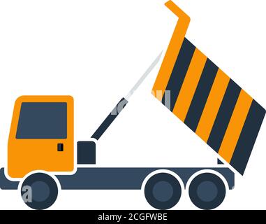 Icon Of Tipper. Flat Color Design. Vector Illustration. Stock Vector