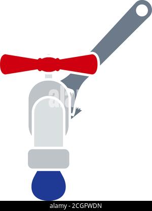 Icon Of Wrench And Faucet. Flat Color Design. Vector Illustration. Stock Vector