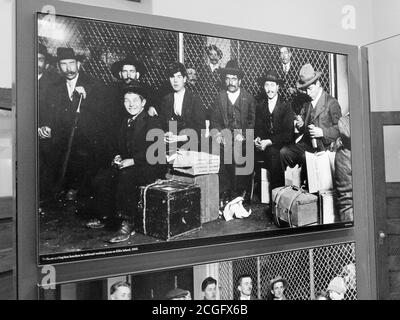 THE FACES OF MIGRANTS INSIDE THE NATIONAL MUSEUM OF IMMIGRATION Stock Photo