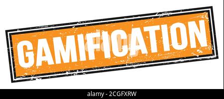 GAMIFICATION text on orange black grungy rectangle stamp sign. Stock Photo
