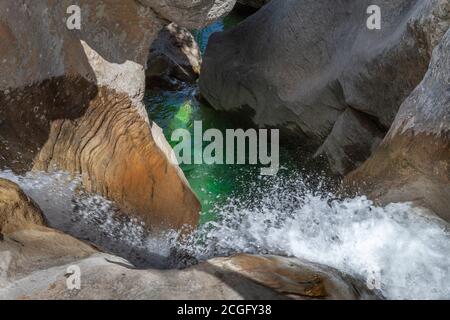 Gorges and waterfall of the Salinello stream. Abruzzo, Italy, Europe Stock Photo