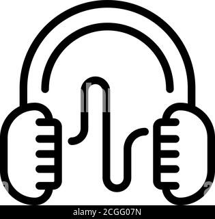 Podcast headphones icon, outline style Stock Vector