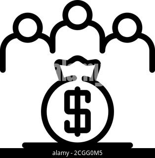 Outsource money bag icon, outline style Stock Vector