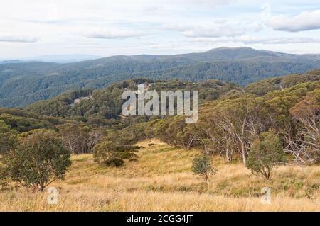 View of the Victorian Alps from M Buller in autumn - Mt Buller, Victoria, Australia Stock Photo