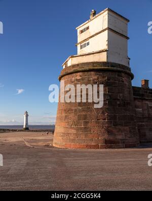 Fort Perch Rock and lighthouse, New Brighton, Wirral, Merseyside, England Stock Photo