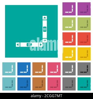 Vertical and horizontal scroll bars multi colored flat icons on plain square backgrounds. Included white and darker icon variations for hover or activ Stock Vector