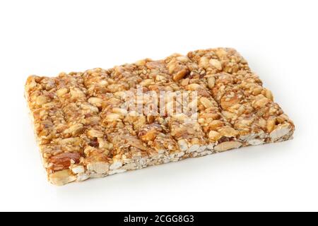 Tasty peanut brittle isolated on white background Stock Photo