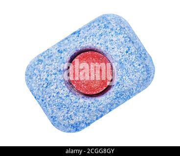Dry soluble tablet for dishwashers isolated on white background with clipping path Stock Photo