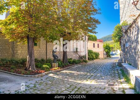 Romantic street and old houses in the old town of Osor on the island of Cres in Croatia