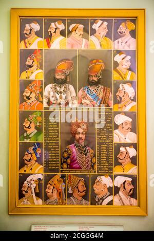 Jodhpur/ India 18 March 2019 Portrait of a most eminent rulers of the Medieval Rajasthan Inside The Museum at Mehrangarh Fort in Jodhpur Rajasthan Ind Stock Photo