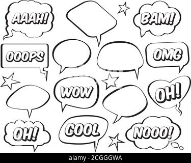 Set of comic speech balloons on white background. Vector Illustration. Stock Vector