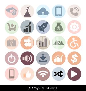 Set of social media icons flat design. Stock Vector