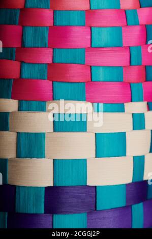 Colorful ornament background from cental america. Fiber braided texture Stock Photo