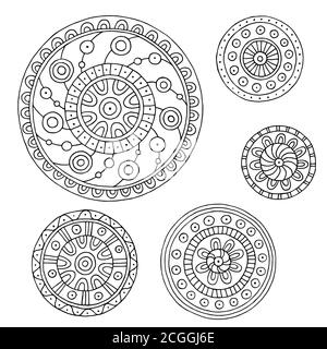 Pattern circle graphic abstract doodle black white illustration vector Stock Vector