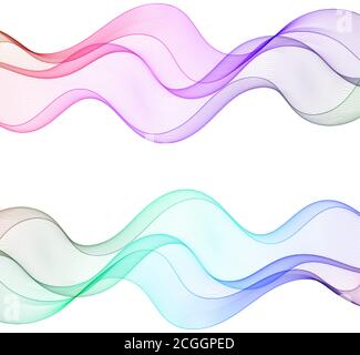 Set of abstract colored waves. Vector illustration. eps 10 Stock Vector