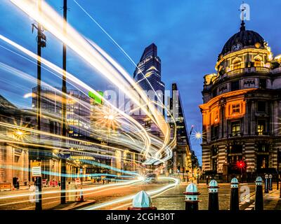 Night motion photography in Bank, London, UK. Stock Photo