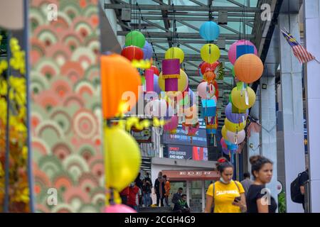 Kuala Lumpur, Malaysia. 11th Sep, 2020. People walk under lanterns decoration in celebration of the upcoming Mid-Autumn Festival in a shopping mall in Kuala Lumpur, Malaysia, Sept. 11, 2020. Credit: Chong Voon Chung/Xinhua/Alamy Live News Stock Photo