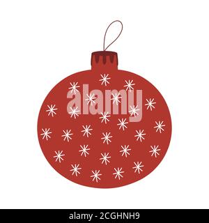Hand drawn Christmas tree ball icon with snowflakes inside. Isolated on a white background. Stock Vector
