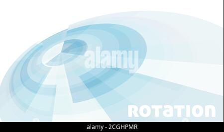 Abstract tech template with a rotating circles of translucent light blue elements on a white background. Vector graphic pattern Stock Vector