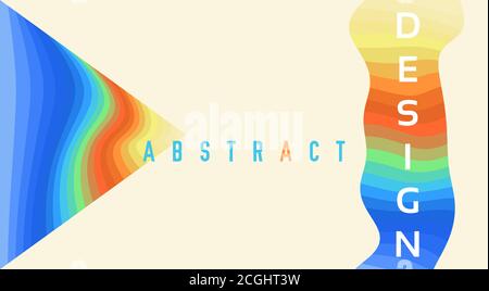Abstract template of card with multicolored striped triangle and wavy line. Colorful vector graphic pattern Stock Vector