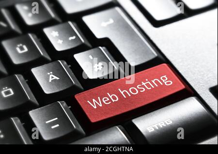 Web hosting , Keyboard button Stock Photo