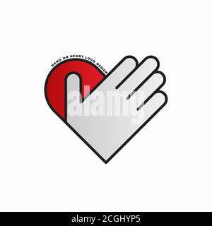Hand on heart logo design template Stock Vector