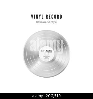 Platinum record. Vinyl in white color. Audio album old disc. Vector illustration Stock Vector