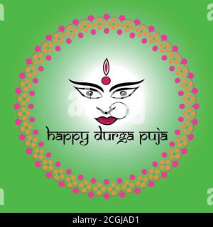 Navratri is a nine day festival for Goddess Durga. Durga Puja celebration poster. Graba dance and dandiya night abstract. Stock Vector