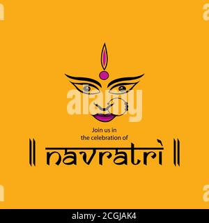 Navratri is a nine day festival for Goddess Durga. Durga Puja celebration poster. Graba dance and dandiya night abstract. Stock Vector