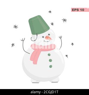 Christmas and New Year concept. Snowman vector illustration isolated Stock Vector