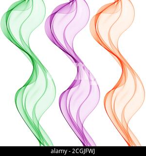 Set of abstract colored waves. Red, green, purple waves. eps 10 Stock Vector