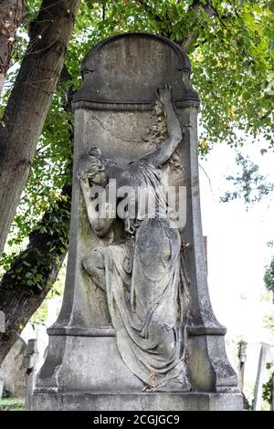 Funerary sculptures at one of the Magnificent Seven Victorian cemeteries Kensal Green Cemetery, London, UK