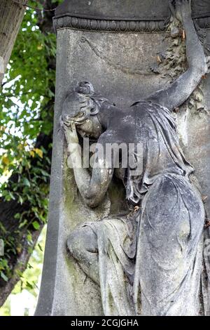 Funerary sculptures at one of the Magnificent Seven Victorian cemeteries Kensal Green Cemetery, London, UK