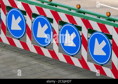 Arrow Direction Sign At The IJtunnel Amsterdam The Netherlands 7-9-2020 Stock Photo