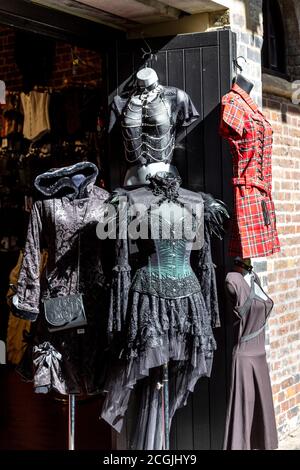 Gothic clothing on display at Camden Stables Market; London; UK Stock Photo