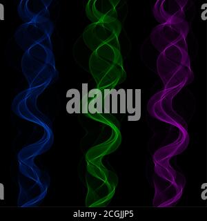 Set of neon colored vector wave on black background. Layout for presentation, brochure. eps 10 Stock Vector