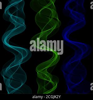 Set of neon colored vector wave on black background. Layout for presentation, brochure. eps 10 Stock Vector