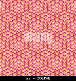 Seamless Japanese Wave Pattern in Pink vector illustration Stock Vector