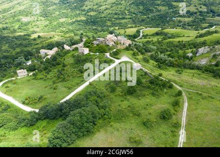 aerial view of the town of caramanico terme in the majella mountain area of abruzzo italy Stock Photo