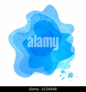 Watercolor abstract modern blue geometric transparent liquid shape forms. Watercolour hand painted template for text, logo design, flyer or presentati Stock Vector
