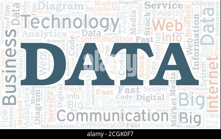 Data vector word cloud, made with the text only. Stock Vector