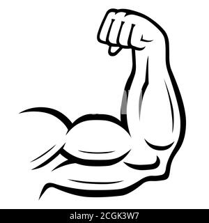 arm, bicep, strong hand icon cartoon calligraphic text symbol hand drawn  vector illustration sketch Stock Vector Image & Art - Alamy