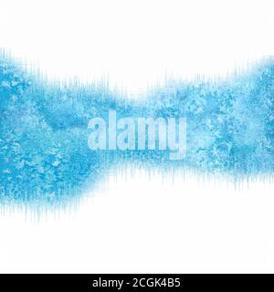 Abstract blue winter frost snowy icy background. Watercolour hand drawn illustration. Watercolor frame, invitation, greeting card design. Happy new ye Stock Vector
