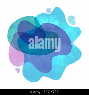 Watercolor abstract modern flat geometric transparent liquid shape forms. Watercolour hand painted template for text, logo design, flyer or presentati Stock Vector