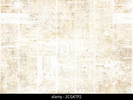 Old grunge newspaper paper textured background. Blurred vintage newspapers texture background. Blur unreadable aged news horizontal page with place fo Stock Vector