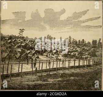 . Andersonville : a story of Rebel military prisons, fifteen months a guest of the so-called southern confederacy : a private soldier's experience in Richmond, Andersonville, Savannah, Millen, Blackshear, and Florence . ilapidated and overburdened line of railroadcommunication, but after arriving at Andersonville, the rationswere frequently insufficient to supply the sudden addition ofseveral thousand men. And as the Confederacy became moreand more pressed, and when powerful hostile armies wereplunging through her bosom, the Federal prisoners of Ander-sonville suffered incredibly during the ha Stock Photo