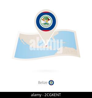Belize map, folded paper with Belize map. Vector illustration Stock ...
