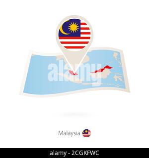 Malaysia flag location map pin icon on white background. Vector 